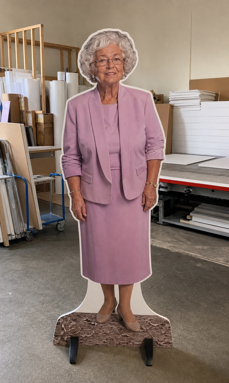 A life-size grandmother cutout with a clean contour border.