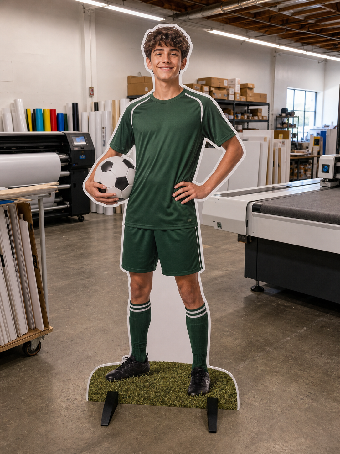A team-season cutout with uniform detail and black support feet.